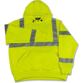 ERB® Aware Wear® W376 Pull Over Hooded Sweatshirt ANSI Class 3 M Hi-Viz Lime WEL61540HLMD