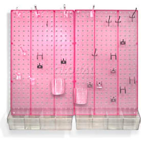 Global Approved 900945-PNK Pegboard Room Organizer Kit Hardware Included Pink Opaque 1 Piece 900945-PNK