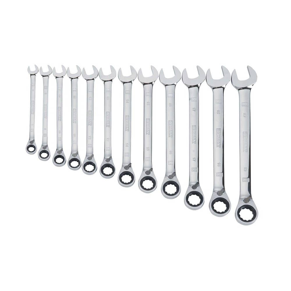 Wrench Sets; Set Type: Combination Wrench Set; System Of Measurement: Inch; Size Range: 1/4 in - 7/8 in; Container Type: Tool Roll; Material: Steel; Finish Coating: Polished Chrome MPN:DWMT19232