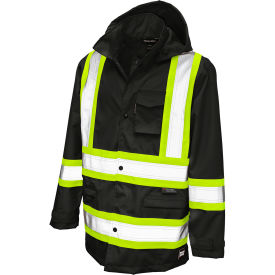 Tough Duck Ripstop Safety Rain Jacket CSA Class 1 Level 2 4XL Black S37231-BLACK-4XL