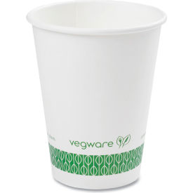 Vegware™ 89-Series Compostable Hot Cups 12 oz. Capacity White/Green 1000/Carton LV-12G