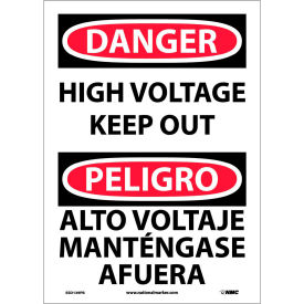Bilingual Vinyl Sign - Danger High Voltage Keep Out ESD139PB