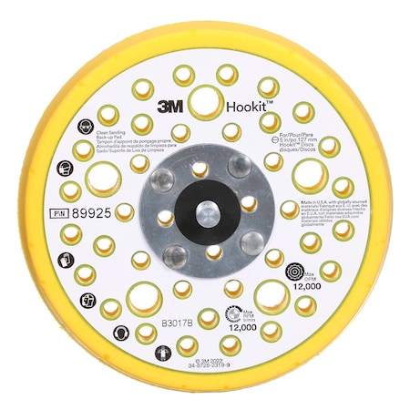 Hook-and-Loop Disc Backup Pad, 5 in Dia MPN:89925