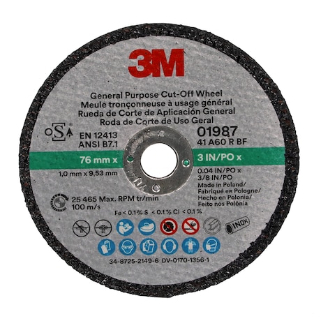 Cut-Off Whl 3X1/32X3/8 50MIN MPN:7100229882