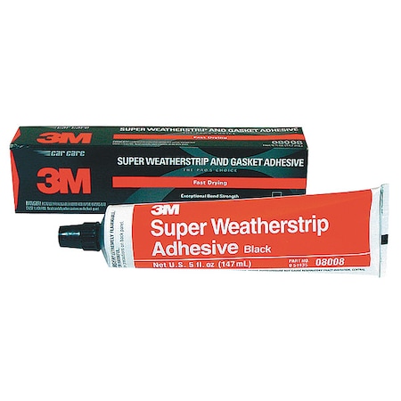 Super Weatherstrip and Gasket Adhesive, 5 fl oz, Tube, Black, Neoprene Rubber Base MPN:08008