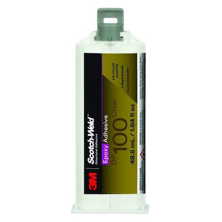 Epoxy Adhesive, DP100 Series, Clear, Dual-Cartridge, 1:01 Mix Ratio, 20 min Functional Cure MPN:100