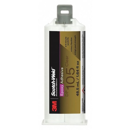 Epoxy Adhesive, DP105 Series, Off-White, Dual-Cartridge, 1:01 Mix Ratio, 20 min Functional Cure MPN:105