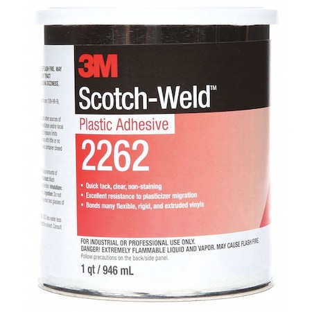 Plastic Adhesive, 2262 Series, clear, 1 qt, Can MPN:2262