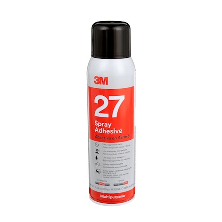 Spray Adhesive, 16 fl oz, Aerosol Can, Clear, 27 MPN:27