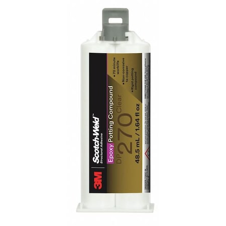 Epoxy Adhesive, DP270 Series, Gray, Dual-Cartridge, 1:01 Mix Ratio, 3 hr Functional Cure MPN:270