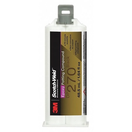 Epoxy Adhesive, DP270 Series, Black, Dual-Cartridge, 1:01 Mix Ratio, 1 hr Functional Cure MPN:270