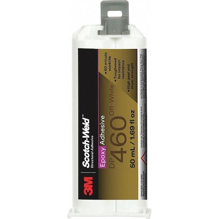 Epoxy Adhesive, DP460 Series, Off-White, Dual-Cartridge, 2:01 Mix Ratio, 1 hr Functional Cure MPN:460