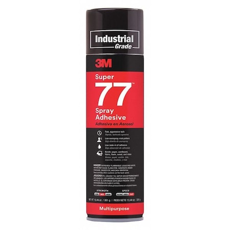 Spray Adhesive, 13.44 fl oz, Aerosol Can, Clear, Super 77 MPN:7010366503