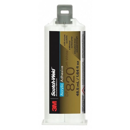 Epoxy Adhesive, DP820 Series, Off White, Dual-Cartridge, 1:01 Mix Ratio, 40 min Functional Cure MPN:820