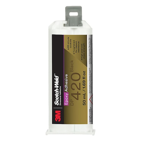 Acrylic Adhesive, DP420 Series, Black, Dual-Cartridge, 2:01 Mix Ratio, 2 hr Functional Cure MPN:DP420