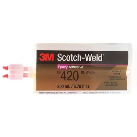 Epoxy Adhesive, DP420 Series, Off White, Dual-Cartridge, 12 PK, 2:01 Mix Ratio, 2 hr Functional Cure MPN:DP420