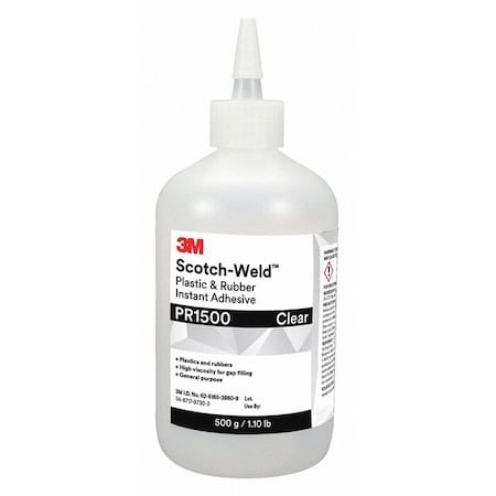 3M Plastic & Rubber Instant Adhesive, 20 g, PK10 MPN:PR1500