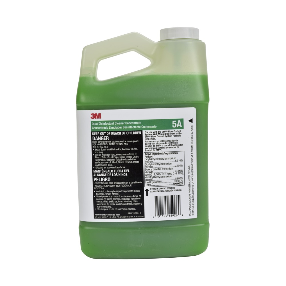 3M Flow Control 5A Quat Disinfectant Cleaner Concentrate, 67.6 Oz MPN:5A-EA