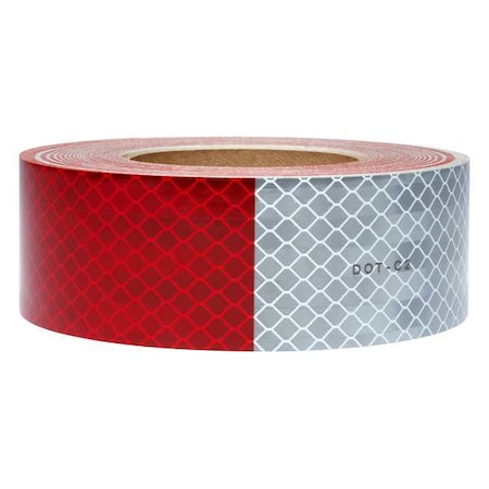 Conspicuity Reflective Tape, 2 in W x 50 yd L, 10 mil Thick, Red/White MPN:913-32