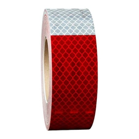 Conspicuity Reflective Tape, 2 in W x 150 ft L, 10 mil Thick, Red/White MPN:913-32