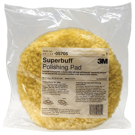 Polishing Pad, Dble Sided, 9 In, Wool Blend MPN:05705