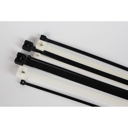 Cable Tie, 8 in L, 2 in Max Bundle Dia., Black, Nylon 6/6, 18 lb Strength, 1000 PK MPN:CTSB8BK18-C