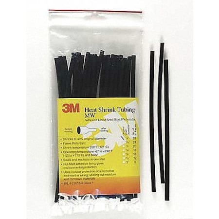 Adhesive Lined Heat Shrink Tube, Thin Wall, 4:1 I.D. Shrink Ratio, 0.45 in I.D. Before Shrinking MPN:EPS400-.450-6