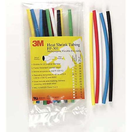 Heat Shrink Tube, Thin Wall, 2:1 I.D. Shrink Ratio, 0.5 in I.D. Before Shrinking, Red, 4 ft, 100 PK MPN:FP301-1/2-48