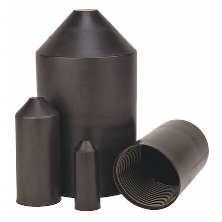 Adhesive Lined Heat Shrink End Cap, Medium Wall, 2:1 I.D. Shrink Ratio, Black, 2 in, 50 PK MPN:SKE-8/20