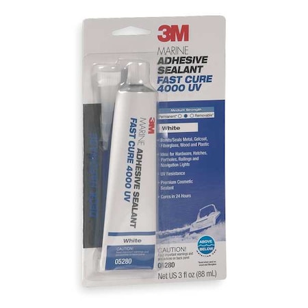Polyurethane Adhesive Sealant, 3 oz, Tube, Whites, Polyurethane Base, 4000 UV MPN:05280