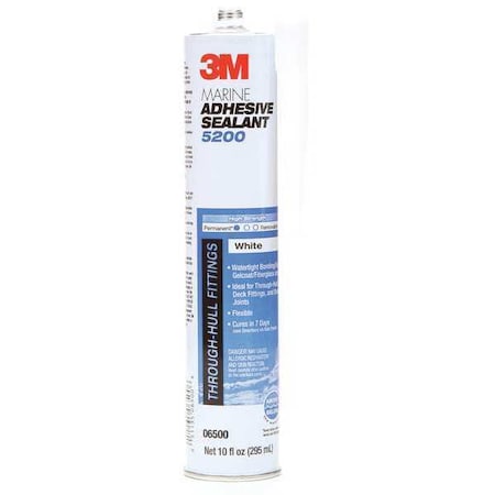 Polyurethane Adhesive Sealant, 10 oz, Cartridge, White, Polyurethane Base, 5200 MPN:06500