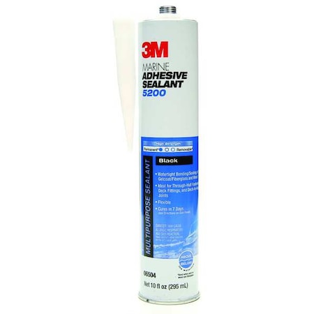 Polyurethane Adhesive Sealant, 10 oz, Cartridge, Black, Polyurethane Base, 5200 MPN:06504