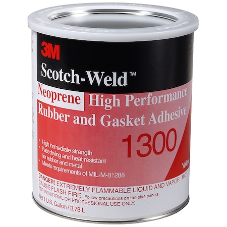 Low Viscosity Neoprene Gasket Adhesive, 1 gal, Yellow, Temp Range -30 to 300 Degrees F MPN:1300