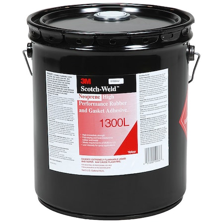 Neoprene High Performance Gasket Adhesive, 5 gal, Yellow, Temp Range -30 to 300 Degrees F MPN:1300L