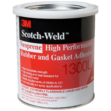 Low Viscosity Neoprene Gasket Adhesive, 1 qt, Yellow, Temp Range -30 to 300 Degrees F MPN:1300L