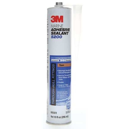 Polyurethane Adhesive Sealant, 10 oz, Cartridge, Tan, Polyurethane Base, 5200 MPN:5200