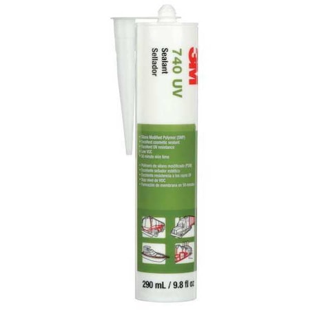 Polymer Adhesive Sealant, 10 oz, Cartridge, White, Polymer Base, 740 UV MPN:740 UV