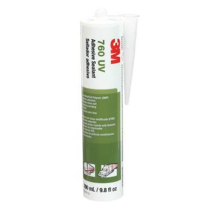 Polymer Adhesive Sealant, 10 oz, Cartridge, White, Polymer Base, 760 UV MPN:760 UV
