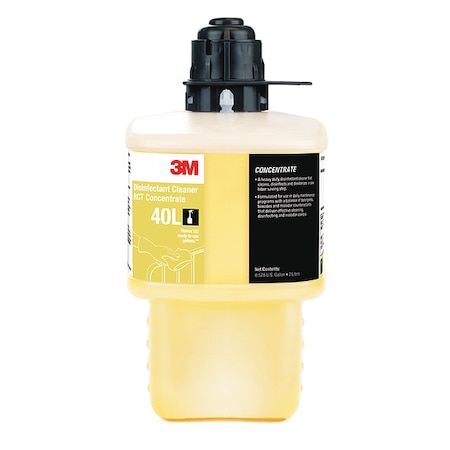 Cleaner and Disinfectant, 2L Bottle, Fragrance Free, Yellow MPN:40L