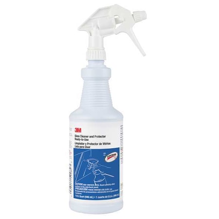 Liquid Glass Cleaner, 1 qt., Clear Blue, Unscented, Trigger Spray Bottle, 12 PK MPN:59982
