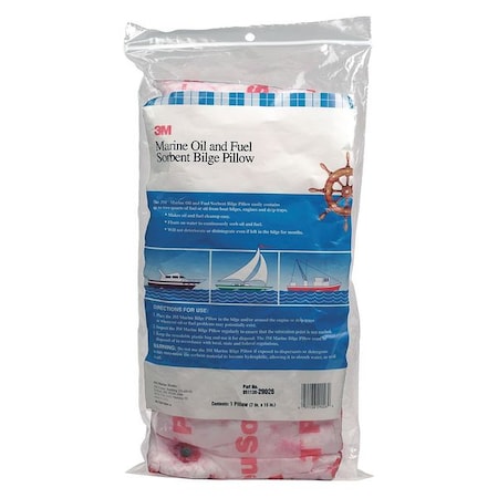 Sorbent Pillow, 12 gal, 7 in x 15 in, Oil, White, 16 PK MPN:29026