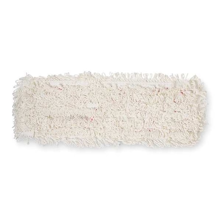 18 in L Flat Mop Pad, 6 oz Dry Wt, Hook-and-Loop Connection, Looped-End, White, Microfiber, PK10 MPN:59017