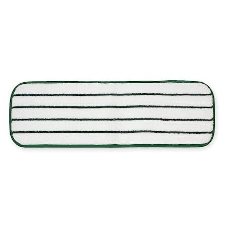 18 in L Flat Mop Pad, Hook-and-Loop Connection, Cut-End, Green, Microfiber, PK10 MPN:59027