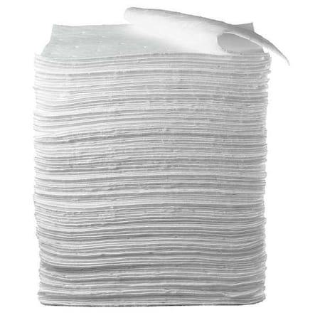 Sorbent Pad, 37 1/2 gal, 17 in x 19 in, Oil, White, 100 PK MPN:HP-156