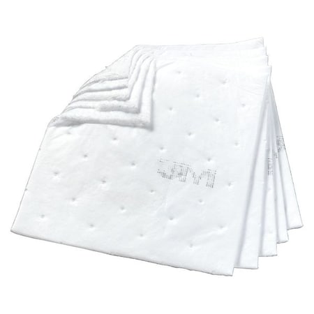 Sorbent Pad, 33 gal, 17 in x 19 in, Oil, White, Polyester, Polypropylene MPN:HP-255