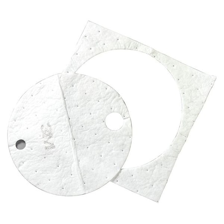 Sorbent Pad, 32 gal, 22 in Dia., Oil, White, Polyester, Polypropylene, Synthetic Fibers MPN:P-DC22DD