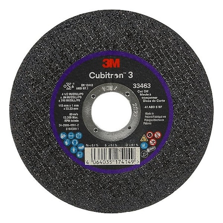 Cut-Off Wheel, 4 1/2 in Dia, 0.039 in Thick, 7/8 in Arbor Hole Size, Ceramic, Not Applicable Grit MPN:33463
