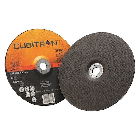 Cut-Off & Grinding Wheel, Type 27, 9 in Dia, 0.125 in Thick, 7/8 in Arbor Hole Size, Ceramic MPN:60440240889