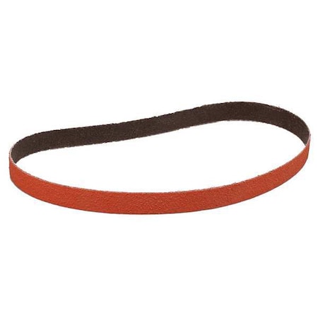 Sanding Belt, 1/2 in W, 18 in L, Coated, Ceramic, 36 Grit, Extra Coarse, 984F, Maroon MPN:60440228157