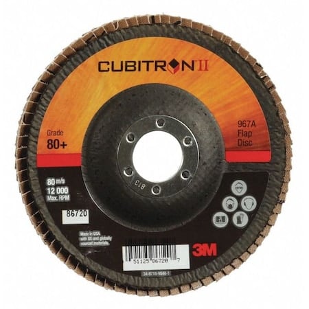 Flap Disc, 5 in Dia, 7/8 in Arbor, 80 Grit MPN:7000148201